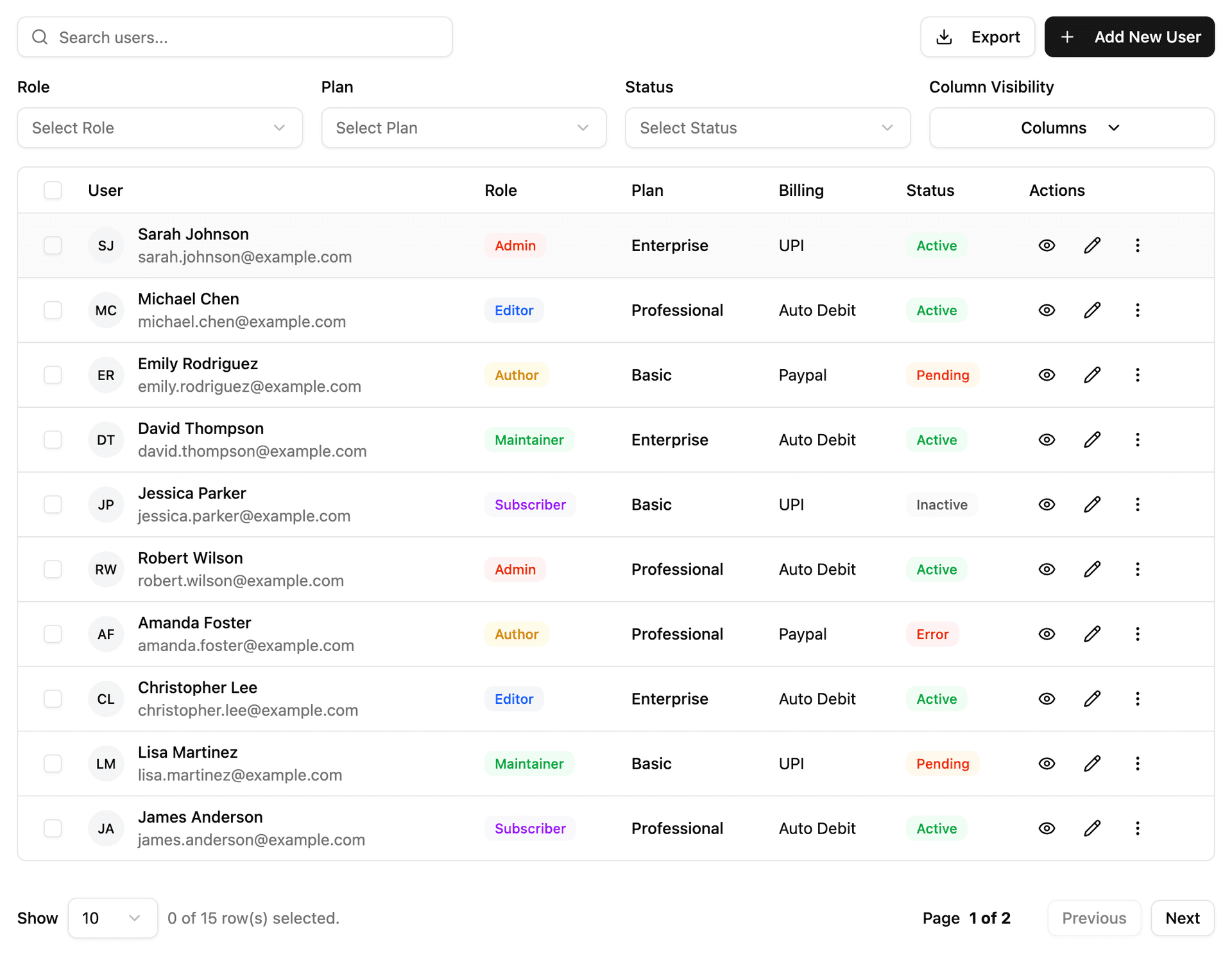 Apercu du dashboard - Light Mode
